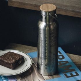 Cormorant Lake - Manitoba Map Bottle with Bamboo Top