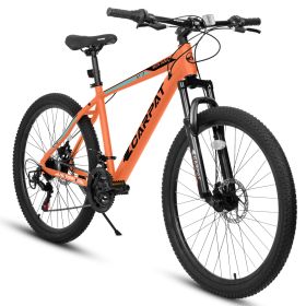 A26322 26-inch Mountain Bike  Aluminum Frame Shock Absorbing Front Fork Bike 21-speed Disc Brake Mountain Bike (Color: orange)