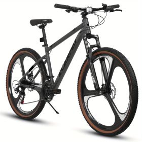 A27301M Ecarpat Mountain Bike 27.5 Inch Wheels, 21 Speed Road Bicycle With Dual Disc Brakes For Men And Women,High Carbon Steel Frame Front Fork (Color: grey)